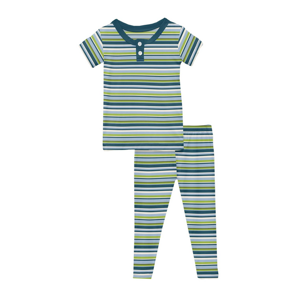 Kickee Pants Anniversary Sailaway Stripe Print Short Sleeve Henley Pajama Set-Kickee Pants-Little Giant Kidz