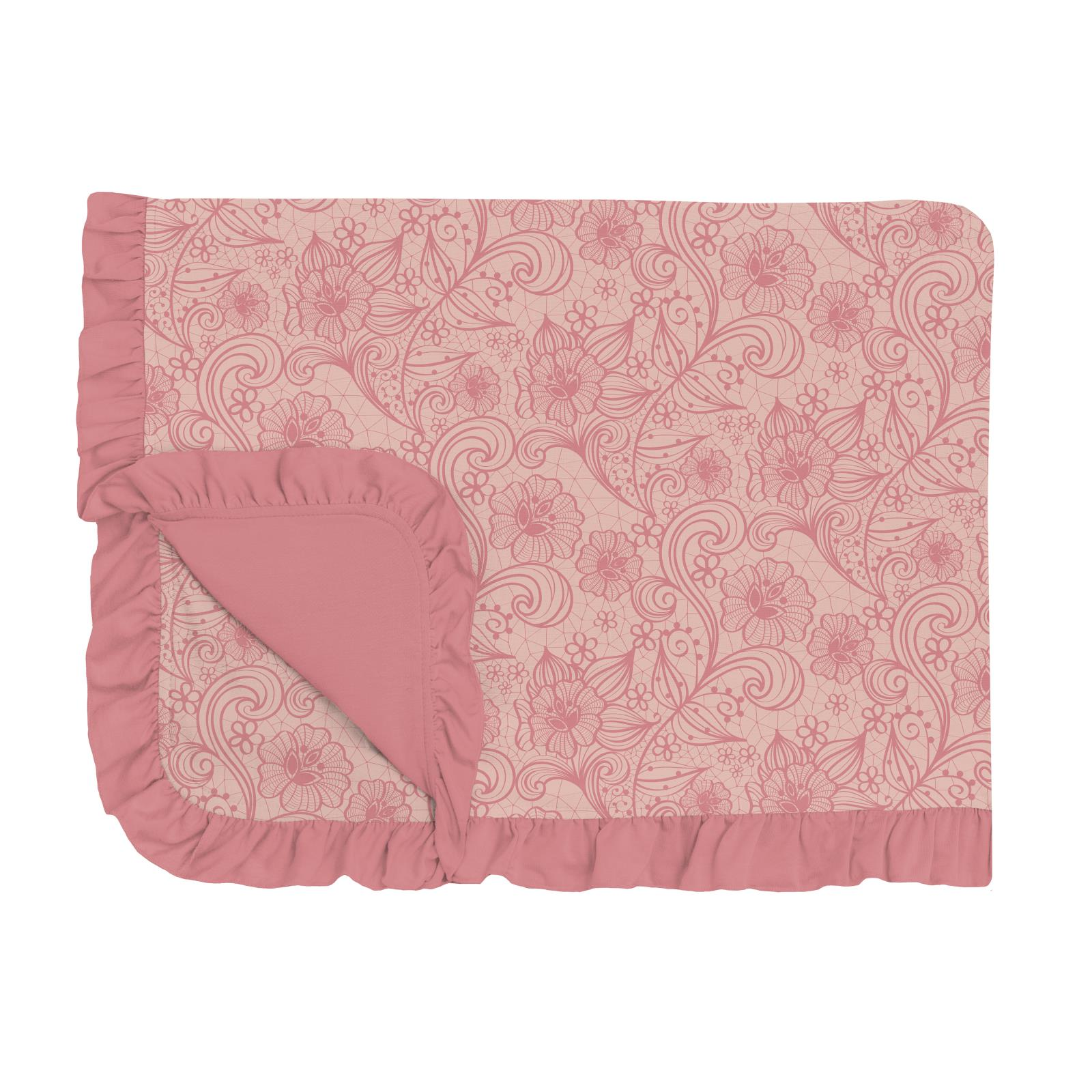 Kickee Pants Peach Blossom Lace Print Ruffle Toddler Blanket-Kickee Pants-Little Giant Kidz