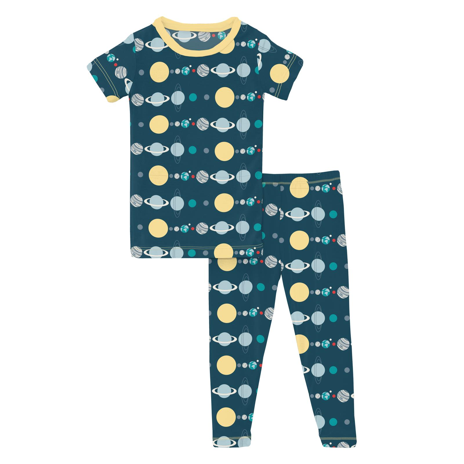 Kickee Pants Peacock Planets Print Short Sleeve Pajama Set-Kickee Pants-Little Giant Kidz