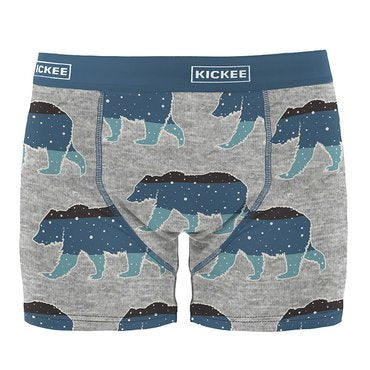 Kickee Pants Print Men's Boxer Brief - Heather Mist Night Sky Bear-Kickee Pants-Little Giant Kidz