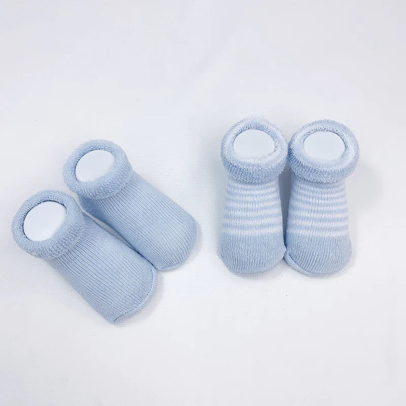 Kushies Infant Socks 2-Pack - Blue/Blue Stripe-KUSHIES-Little Giant Kidz