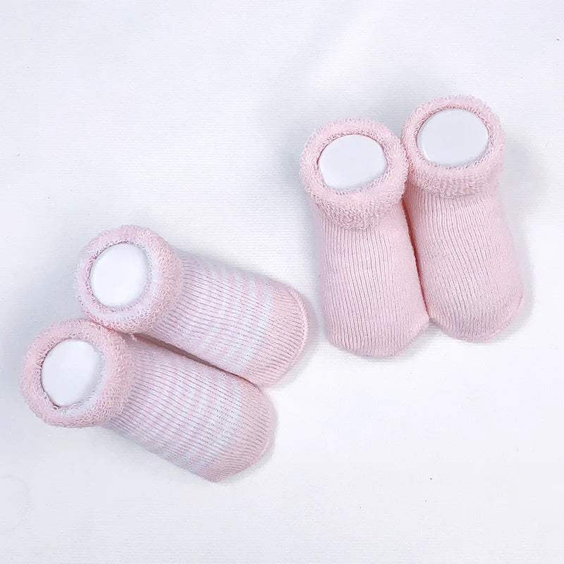 Kushies Infant Socks 2-Pack - Pink/Pink Stripe-KUSHIES-Little Giant Kidz