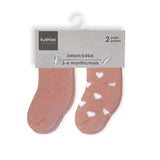 Kushies Infant Socks 2-Pack - Rose Solid/Hearts-KUSHIES-Little Giant Kidz