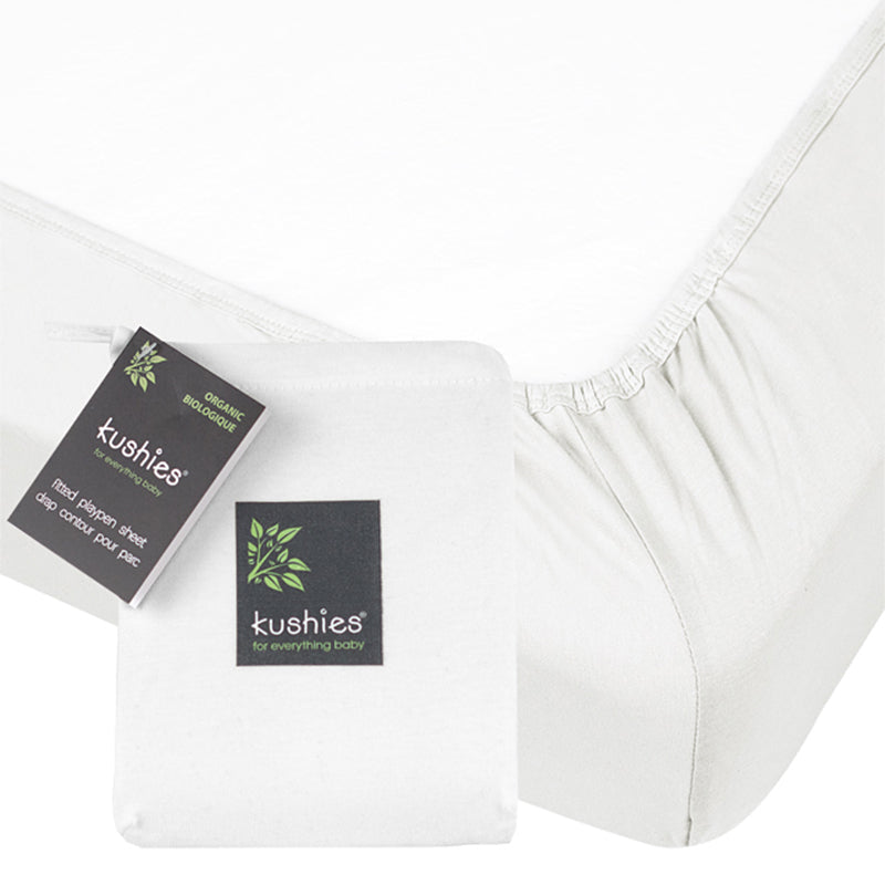 Kushies Organic Jersey Cotton Fitted Sheet - White-KUSHIES-Little Giant Kidz