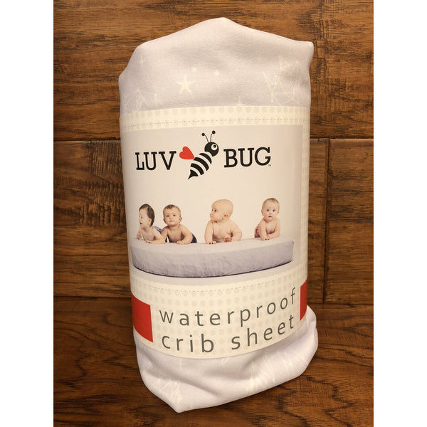 Luv Bug Waterproof Crib Sheet - Gray Constellations-LUV BUG-Little Giant Kidz