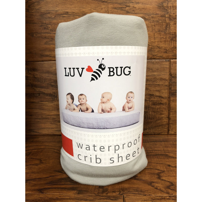 Luv Bug Waterproof Crib Sheet - Gray Jersey-LUV BUG-Little Giant Kidz