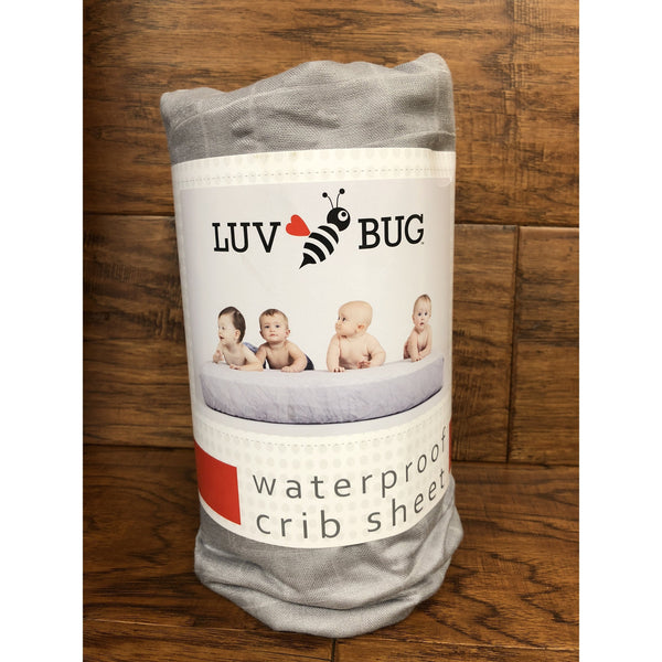 Luv Bug Waterproof Crib Sheet - Silver Gauze-LUV BUG-Little Giant Kidz