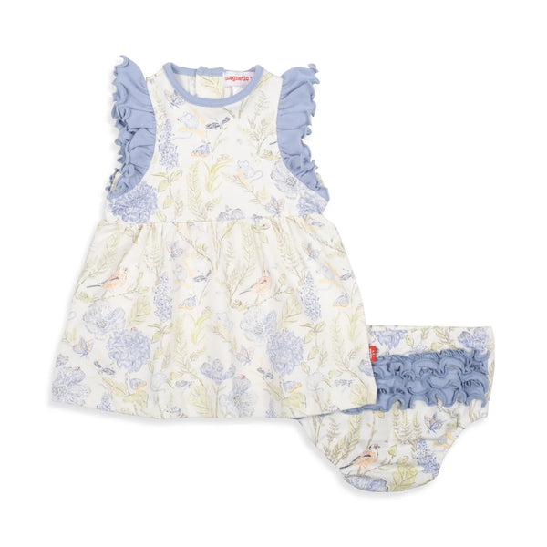Magnetic Me: Blue Blossom Organic Cotton Magnetic Infant Dress & Diaper Cover-MAGNETIC ME-Little Giant Kidz