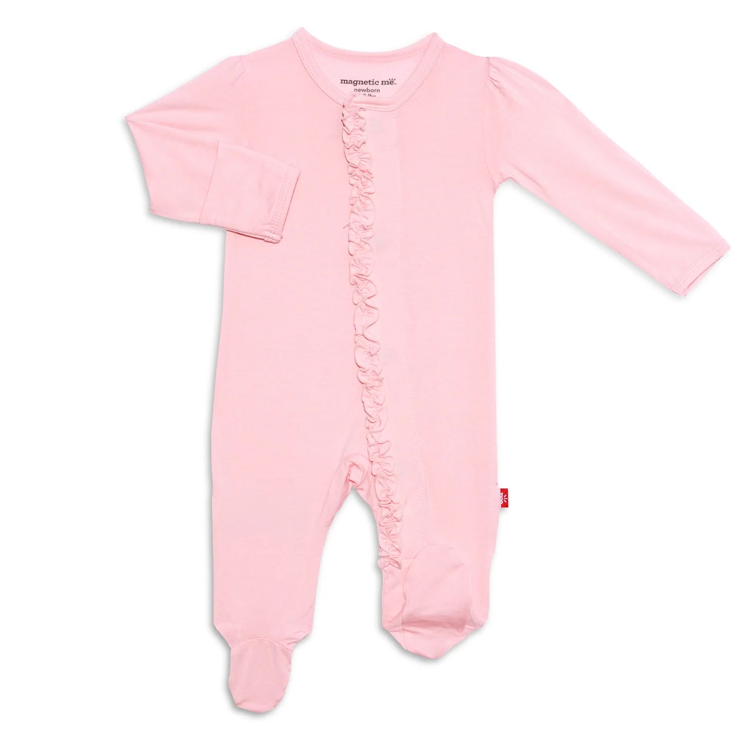 Magnetic Me: Pink Dogwood Modal Magnetic Ruffle Footie-MAGNETIC ME-Little Giant Kidz