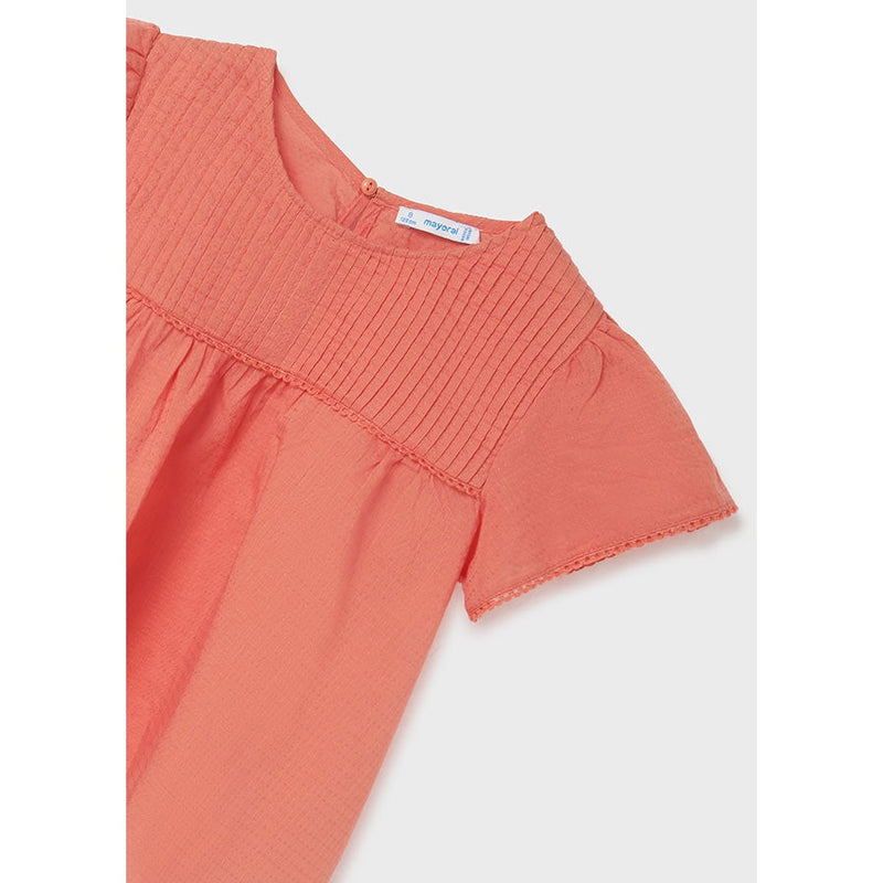 Mayoral Coral Short Sleeve Cotton Blouse-MAYORAL-Little Giant Kidz