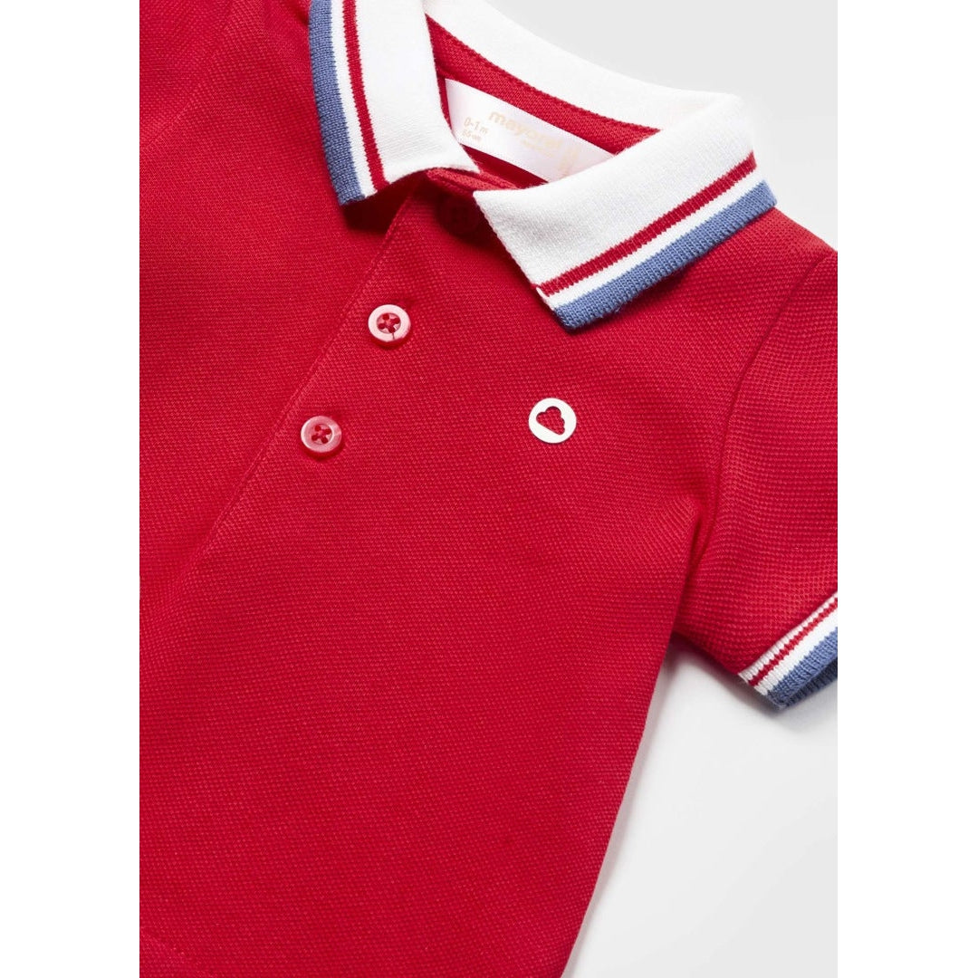 Mayoral Cotton Baby Polo - Red-MAYORAL-Little Giant Kidz