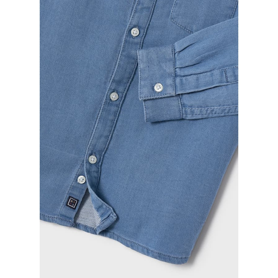 Mayoral Ecofriendly Long Sleeve Soft Denim Shirt - Medium Denim-MAYORAL-Little Giant Kidz