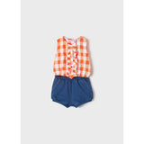Mayoral Girl Vichy Shorts Set - Clementine-MAYORAL-Little Giant Kidz
