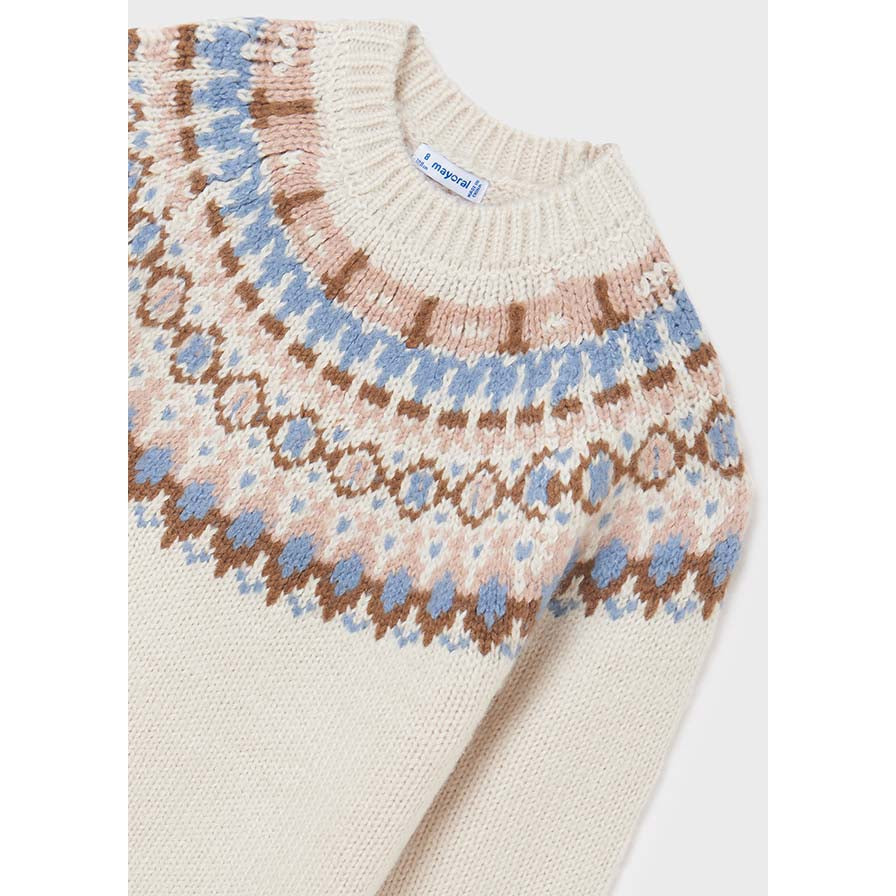 Mayoral Knitted Jacquard Sweater - Beige-MAYORAL-Little Giant Kidz