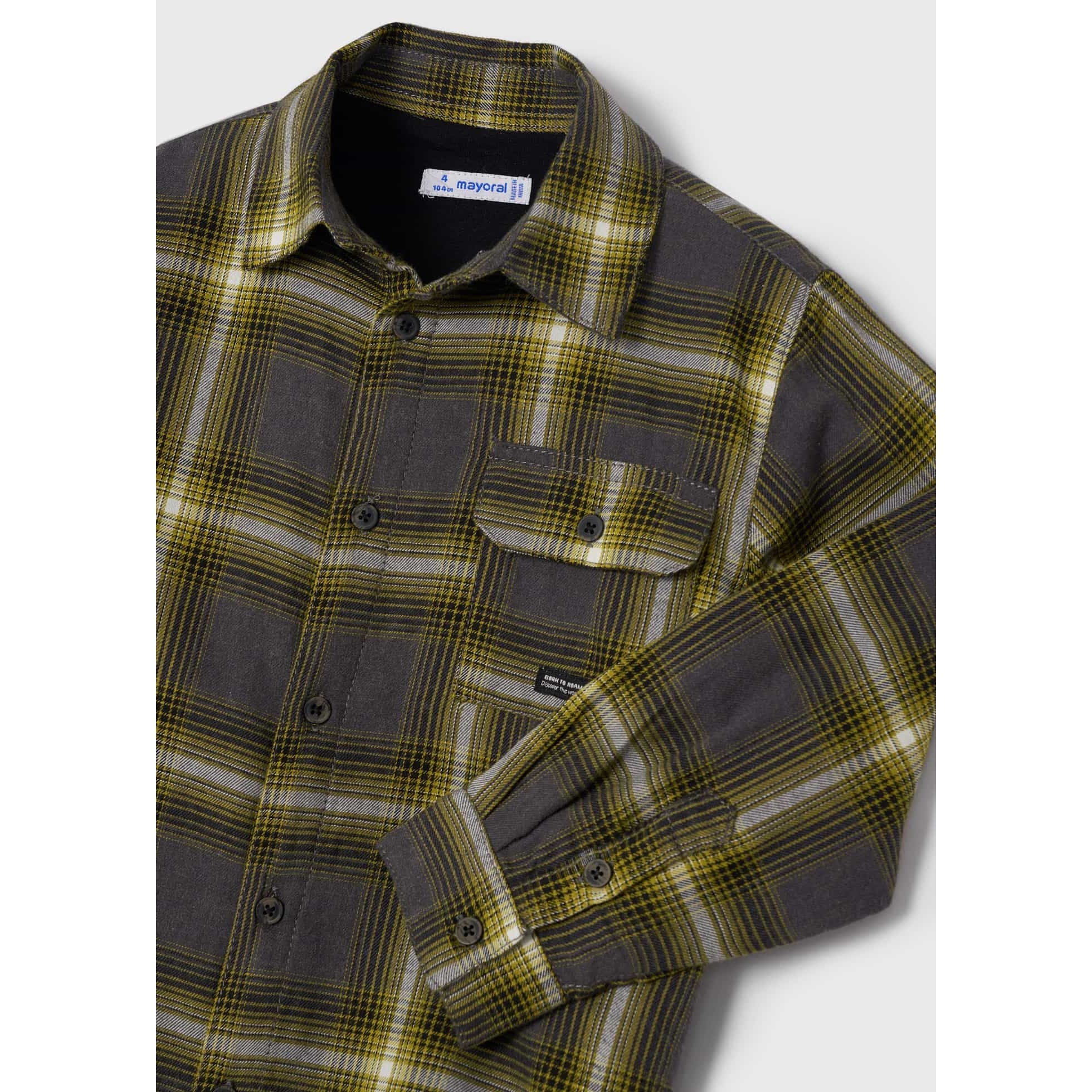 Mayoral Long Sleeve Checked Overshirt - Oil-MAYORAL-Little Giant Kidz