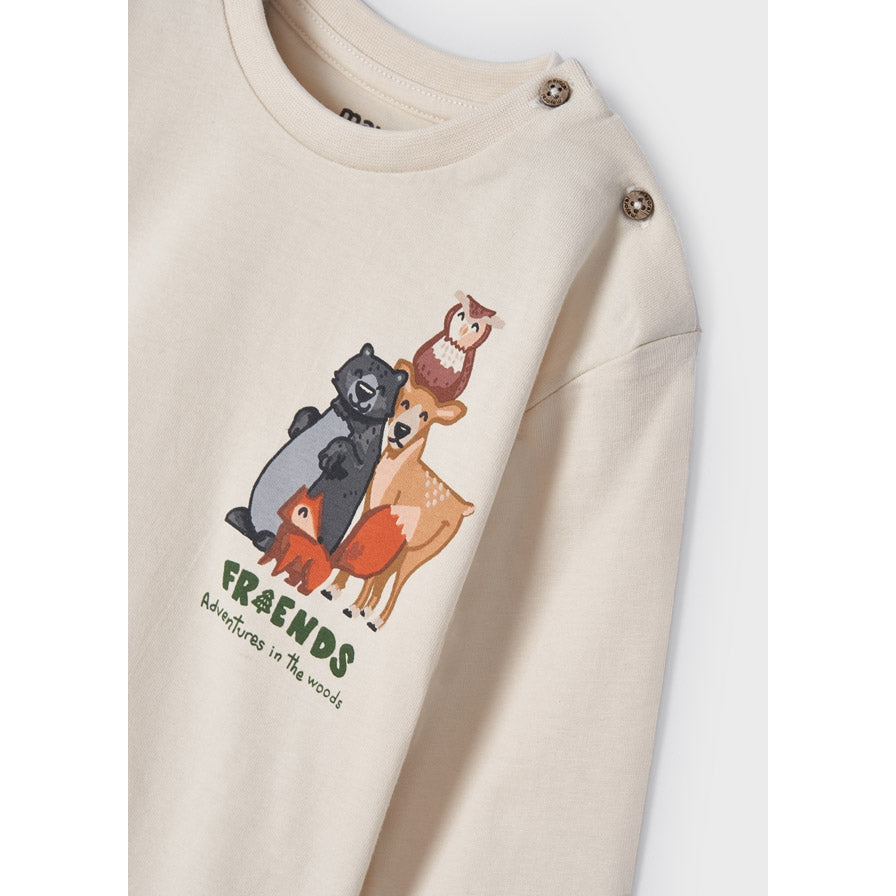 Mayoral Long Sleeve Friends Adventures in the Woods Shirt - Light Khaki-MAYORAL-Little Giant Kidz