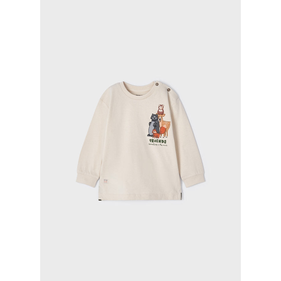 Mayoral Long Sleeve Friends Adventures in the Woods Shirt - Light Khaki-MAYORAL-Little Giant Kidz