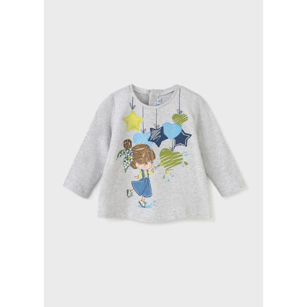 Mayoral Long Sleeve Graphic Shirt Baby Girl - Pearl-MAYORAL-Little Giant Kidz