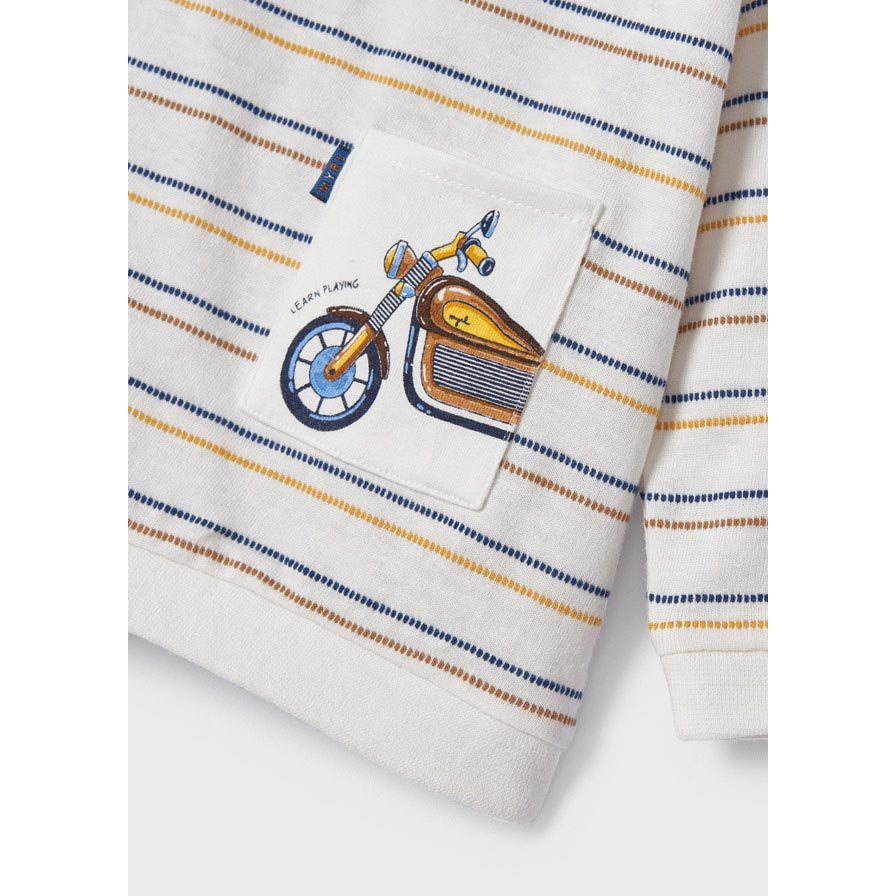 Mayoral Long Sleeve Striped Pocket Shirt - Corn/Blue-MAYORAL-Little Giant Kidz