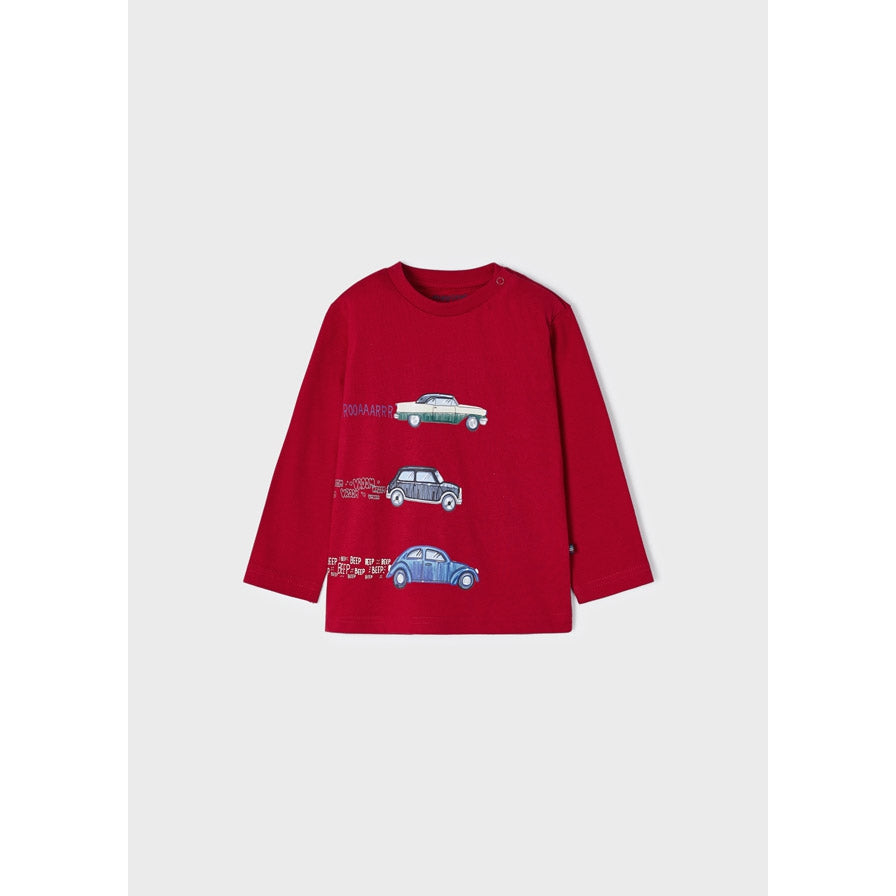 Mayoral Long Sleeved Car Tee - Red-MAYORAL-Little Giant Kidz
