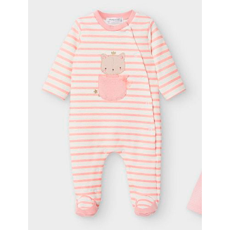 Mayoral Pink Stripe Princess Sleeper Baby Girl-MAYORAL-Little Giant Kidz