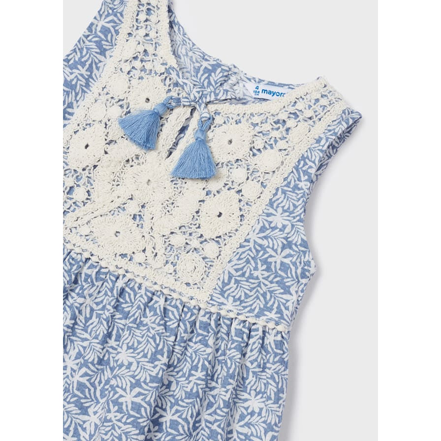 Mayoral Porcelain Crochet Motif Cotton Dress-MAYORAL-Little Giant Kidz