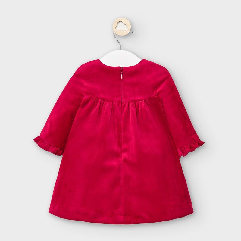 Mayoral Red Velvet Long Sleeve Dress Baby Girl-MAYORAL-Little Giant Kidz