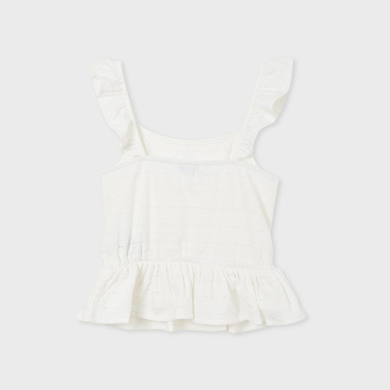 Mayoral Sleeveless Blouse Girl - White-MAYORAL-Little Giant Kidz