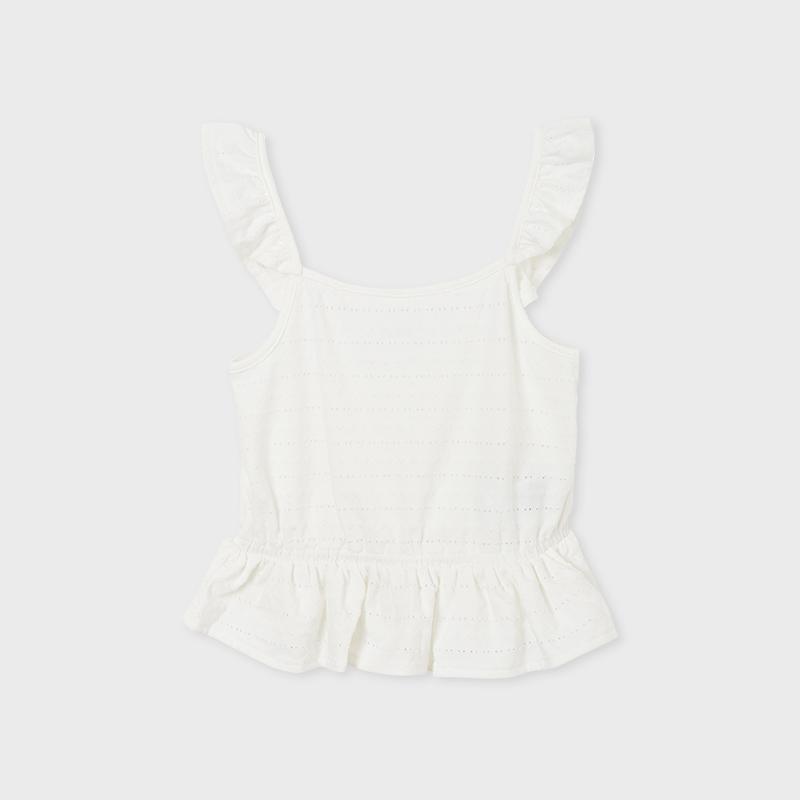Mayoral Sleeveless Blouse Girl - White-MAYORAL-Little Giant Kidz
