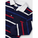 Mayoral Stripped Long Sleeve Polo Shirt - Navy-MAYORAL-Little Giant Kidz