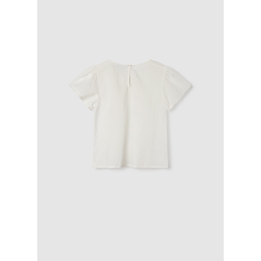 Mayoral White Short Sleeve Cotton Blouse-MAYORAL-Little Giant Kidz