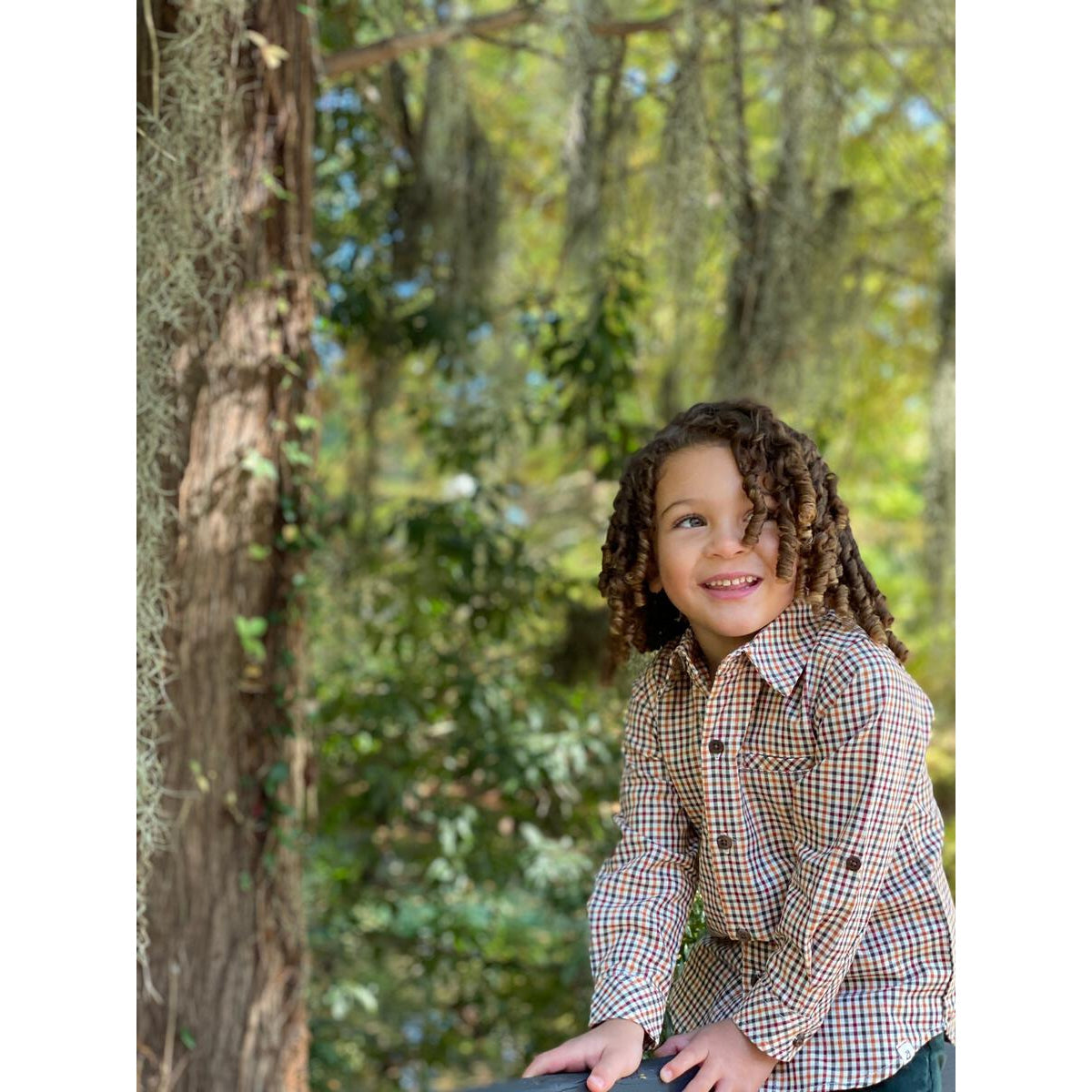 Me & Henry Atwood Woven Button Shirt - Navy/Gold Plaid-ME & HENRY-Little Giant Kidz