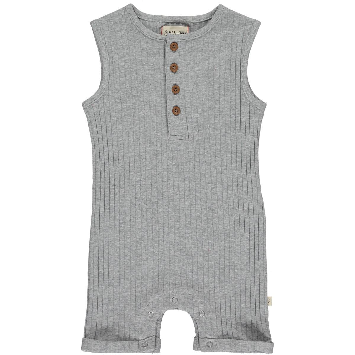 Me & Henry Grey Ribbed Henley Playsuit-ME & HENRY-Little Giant Kidz