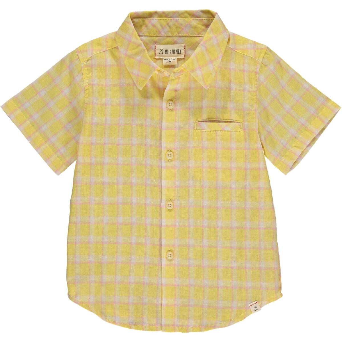 Me & Henry Newport Short Sleeved Shirt - Lemon Plaid-ME & HENRY-Little Giant Kidz