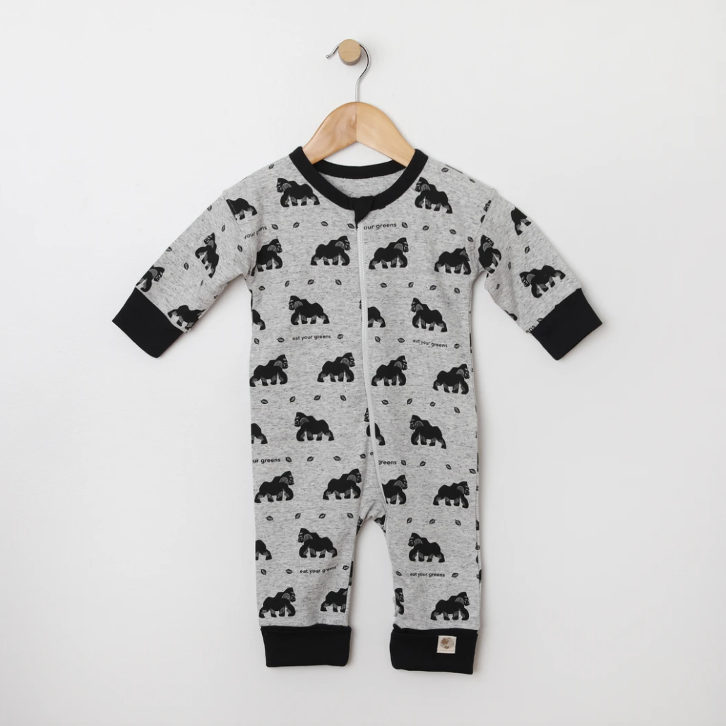 Me Oh My Earth: Gorilla Zipper Coverall-ME OH MY EARTH-Little Giant Kidz
