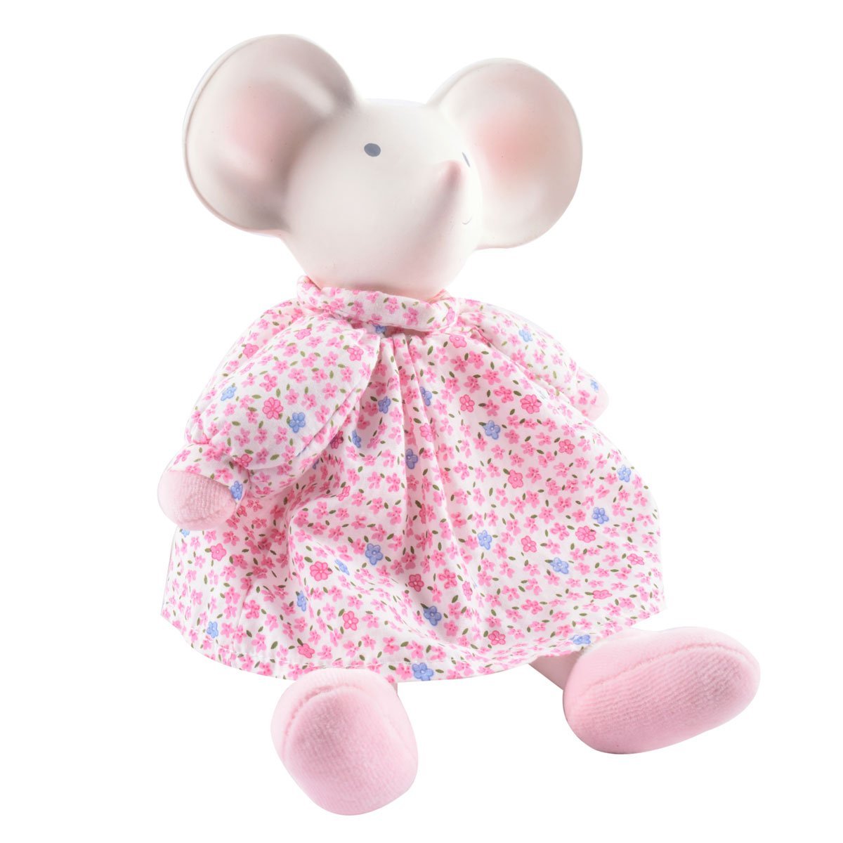 Meiya & Alvin - Meiya the Mouse - Organic Natural Rubber Head Toy in Pink Dress-TIKIRI-Little Giant Kidz