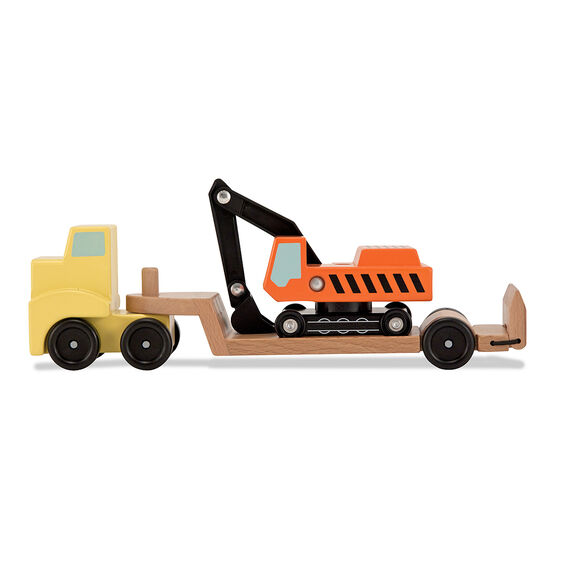 Melissa & Doug Classic Toy Trailer & Excavator Wooden Vehicles Play Set-MELISSA & DOUG-Little Giant Kidz