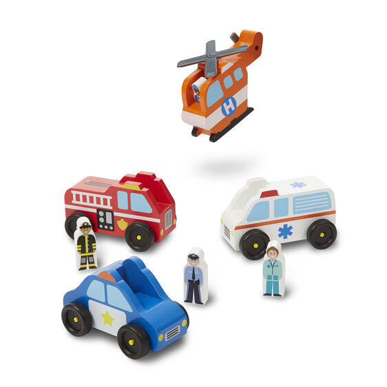 Melissa & Doug Classic Toy Wooden Emergency Vehicle Set-MELISSA & DOUG-Little Giant Kidz