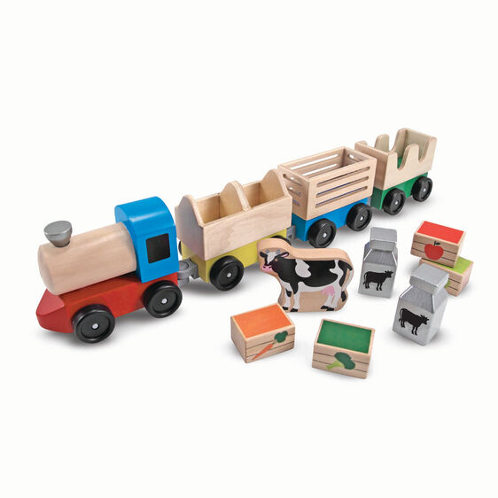 Melissa & Doug Classic Toy Wooden Farm Train Toy Set-MELISSA & DOUG-Little Giant Kidz