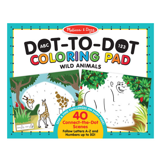 Melissa & Doug Dot-to-Dot Coloring Pad ABC 123 - Wild Animals-MELISSA & DOUG-Little Giant Kidz