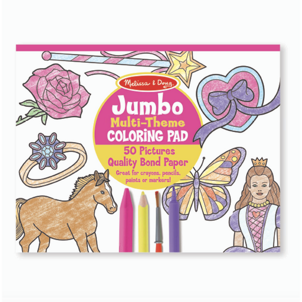 Melissa & Doug Jumbo 50-Page Kids' Coloring Pad - Horses, Hearts, Flowers, and More-MELISSA & DOUG-Little Giant Kidz