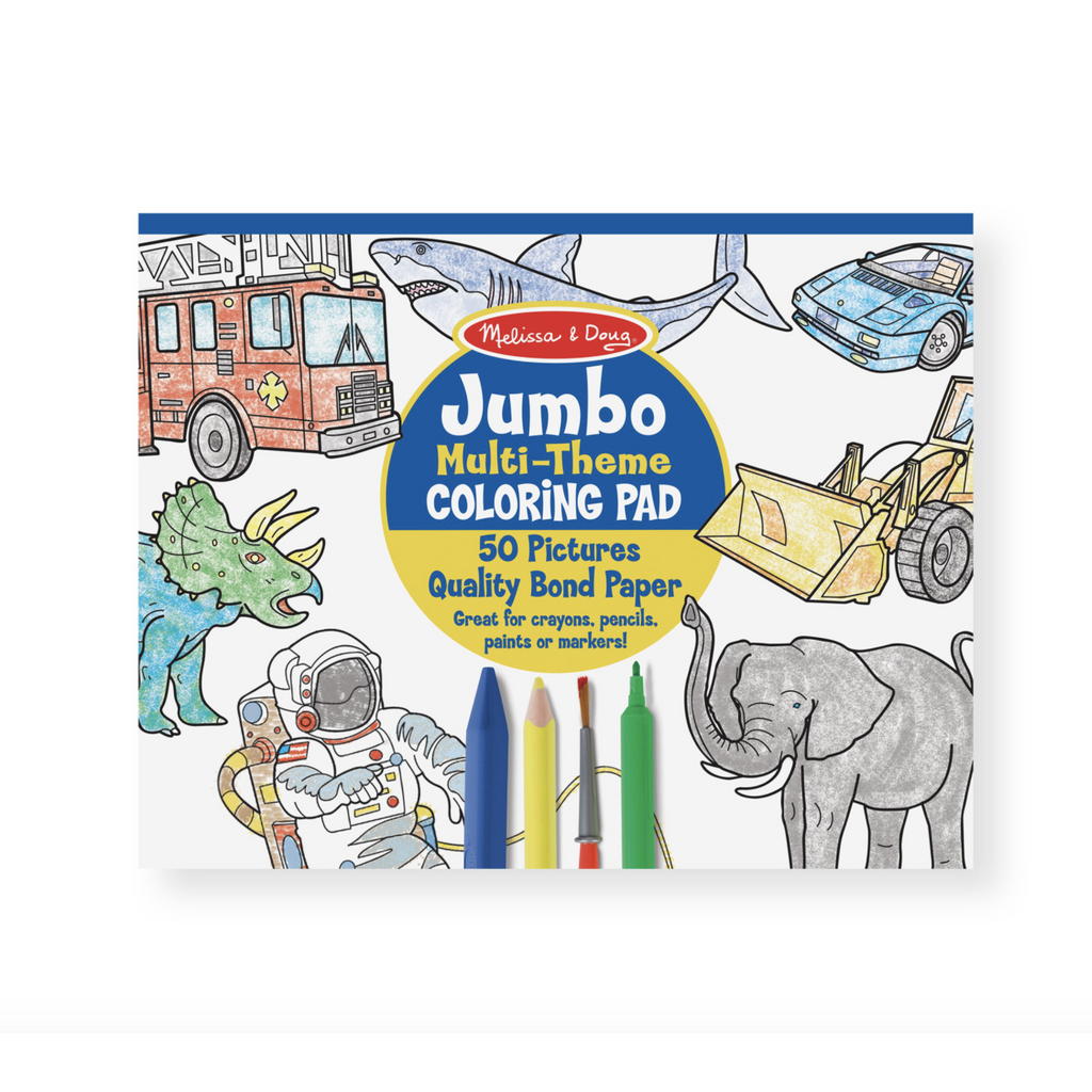 Melissa & Doug Jumbo 50-Page Kids' Coloring Pad - Space, Sharks, Sports,  and More