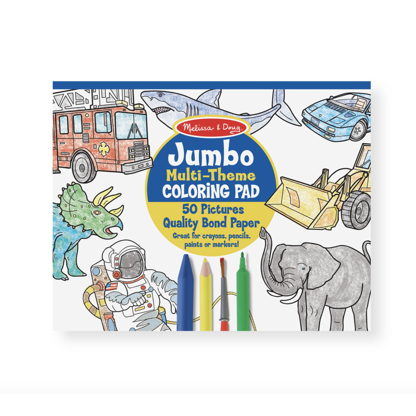Melissa & Doug Jumbo 50-Page Kids' Coloring Pad - Space, Sharks, Sports, and More-MELISSA & DOUG-Little Giant Kidz