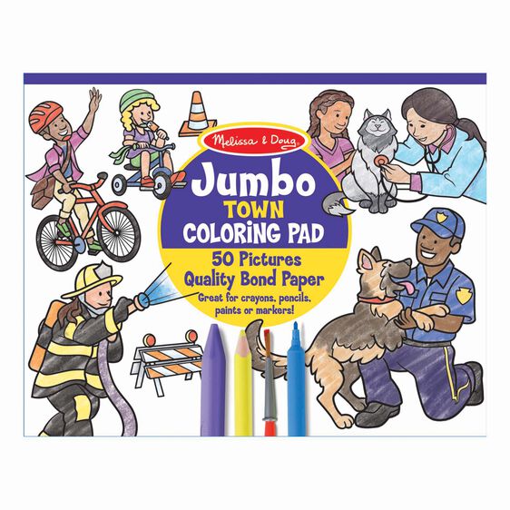Melissa & Doug Jumbo 50-Page Kids' Coloring Pad - Town-MELISSA & DOUG-Little Giant Kidz