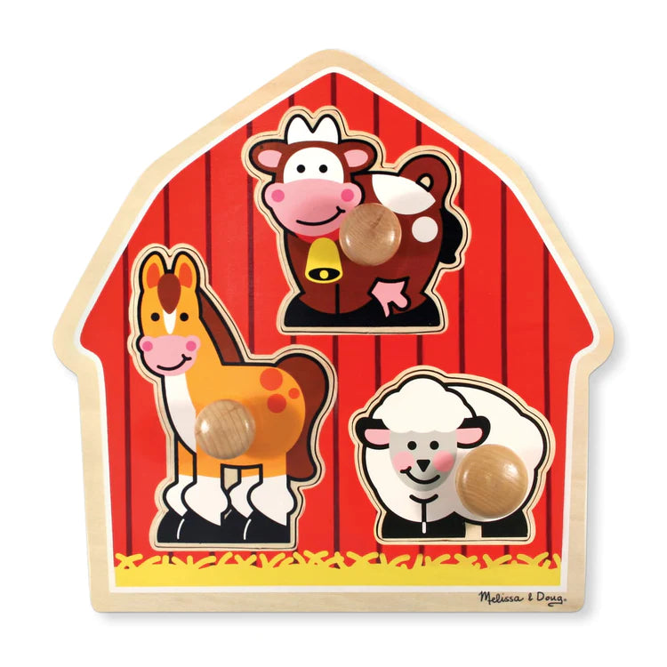 Melissa & Doug Jumbo Knob Puzzle: Barnyard Animals - 3 Pieces-MELISSA & DOUG-Little Giant Kidz
