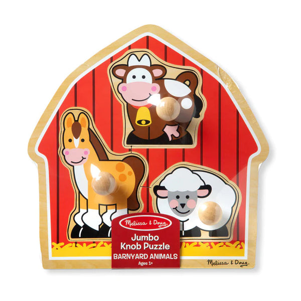Melissa & Doug Jumbo Knob Puzzle: Barnyard Animals - 3 Pieces-MELISSA & DOUG-Little Giant Kidz