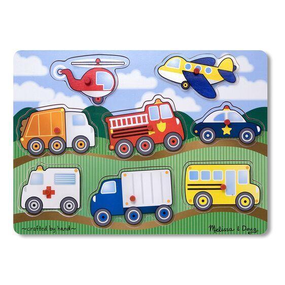 Melissa & Doug Peg Puzzle: Vehicles - 8 Pieces-MELISSA & DOUG-Little Giant Kidz