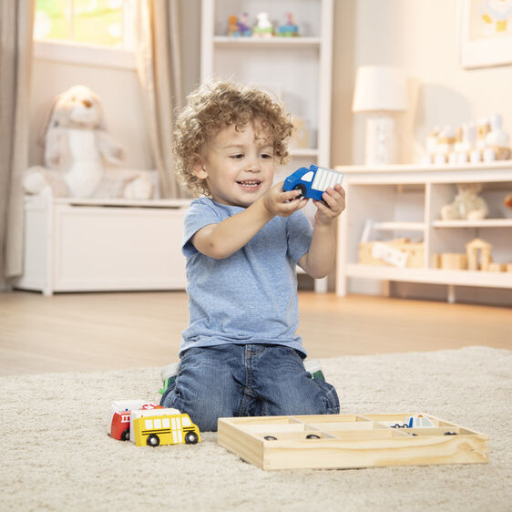 Melissa & Doug Wooden Town Vehicles - 9 Pieces-MELISSA & DOUG-Little Giant Kidz