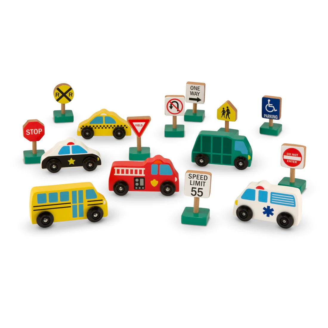 Melissa & Doug Wooden Vehicles & Traffic Signs-MELISSA & DOUG-Little Giant Kidz