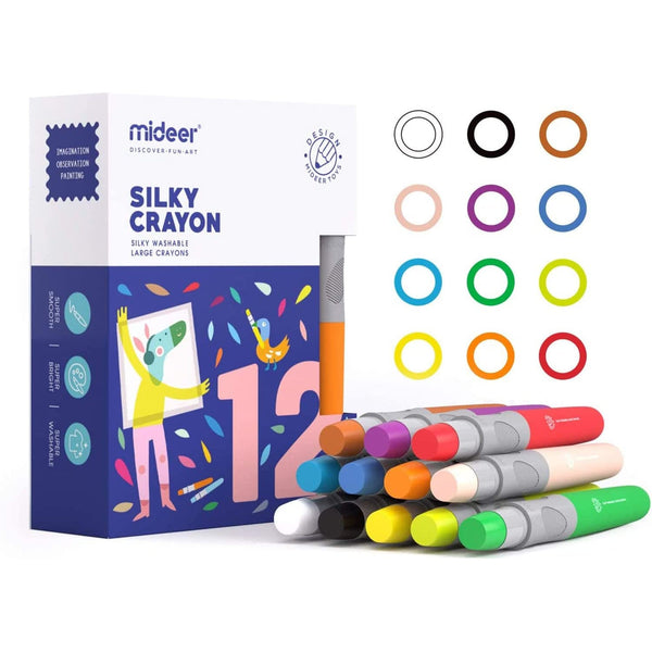 Mideer Silky Crayons for Toddlers - 12 Colors-Mideer-Little Giant Kidz